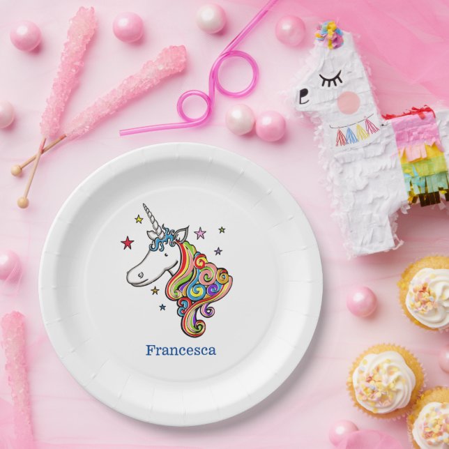 Rainbow Unicorn Heart Paper Plate (Party)