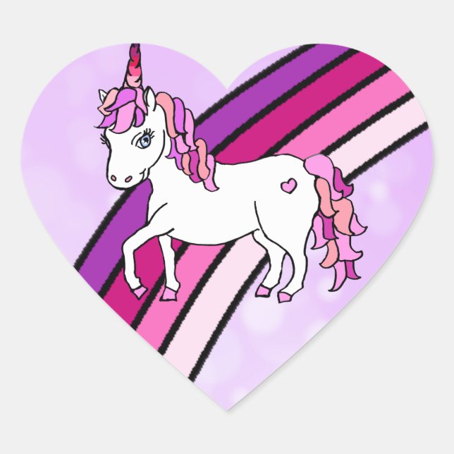 Rainbow Unicorn Heart Sticker (Front)