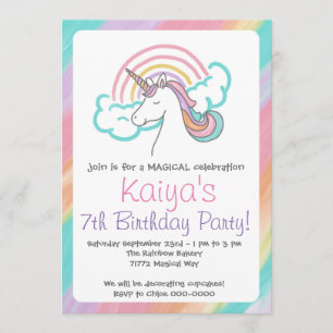 Rainbow Unicorn Invitation