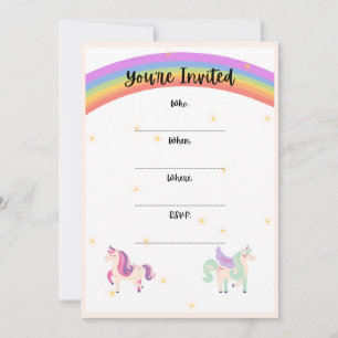 Rainbow Unicorn Invitation