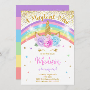 Rainbow Unicorn Invitation d'anniversaire