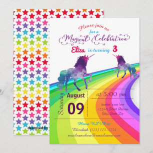 Rainbow Unicorn - Invitation d'anniversaire