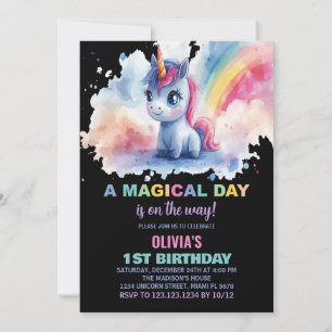 Rainbow Unicorn Invitations d'anniversaire