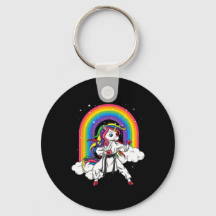 Rainbow Unicorn Karate Taekwondo Mma Judo Kids Gir Keychain