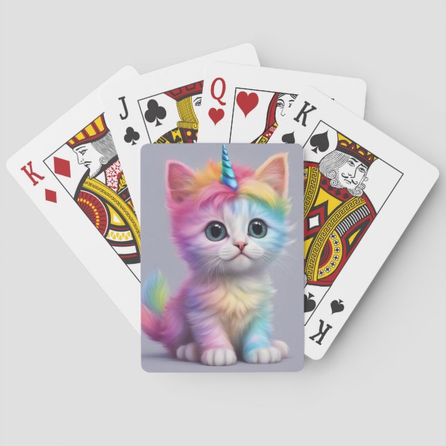 Rainbow Unicorn Kitten Playing Cards (Back)