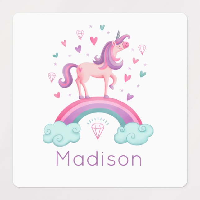 Rainbow Unicorn Labels (Design 1)