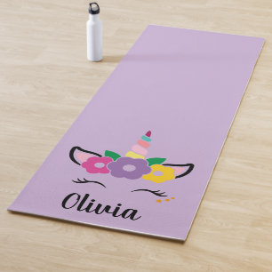 Rainbow Unicorn Lavender Personalized Yoga Mat