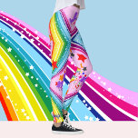 Rainbow Unicorn Leggings Personalize Yoga Pants<br><div class="desc">YOU CHOOSE the background colour. Change from pink using the Colour Picker Tool to any rainbow colour.  Add YOUR name to the ankles.</div>