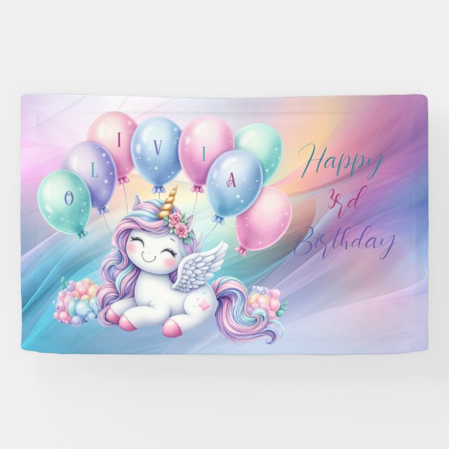 Rainbow Unicorn Magic Birthday Banner (Horizontal)