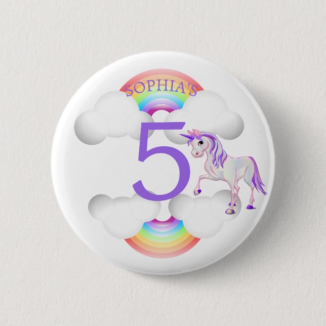 Rainbow Unicorn Magical Cute  Age  Birthday 2 Inch Round Button (Front)