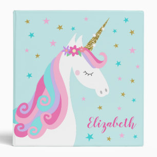 Rainbow Unicorn Magical Glitter Aqua Binder