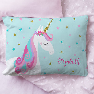 Rainbow Unicorn Magical Glitter Aqua Pillowcase
