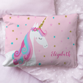 Rainbow Unicorn Magical Glitter Pink Pillowcase