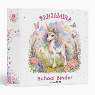 Rainbow Unicorn Magical School Pastel Floral Binder
