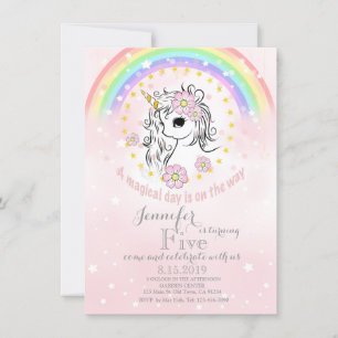 Rainbow Unicorn Magique or rose carte d'anniversai