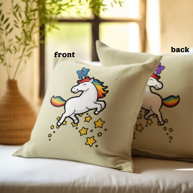Rainbow Unicorn Meeple Board Game Lover  Throw Pillow (Creator Uploaded)