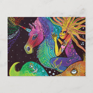 Rainbow Unicorn Mermaid Postcard