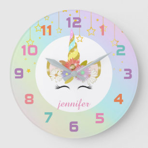 Rainbow Unicorn Nursery Decor Wall Clock