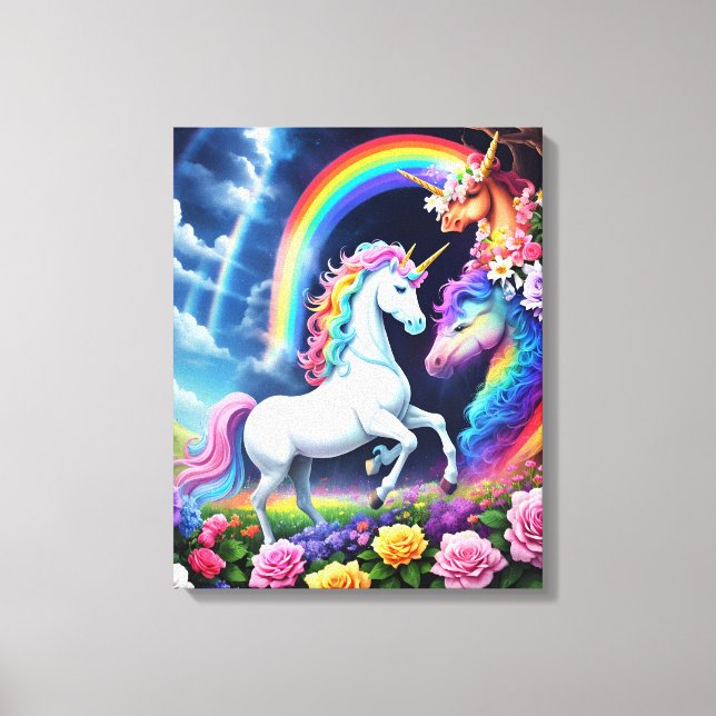 Rainbow Unicorn One Canvas Print (Front)
