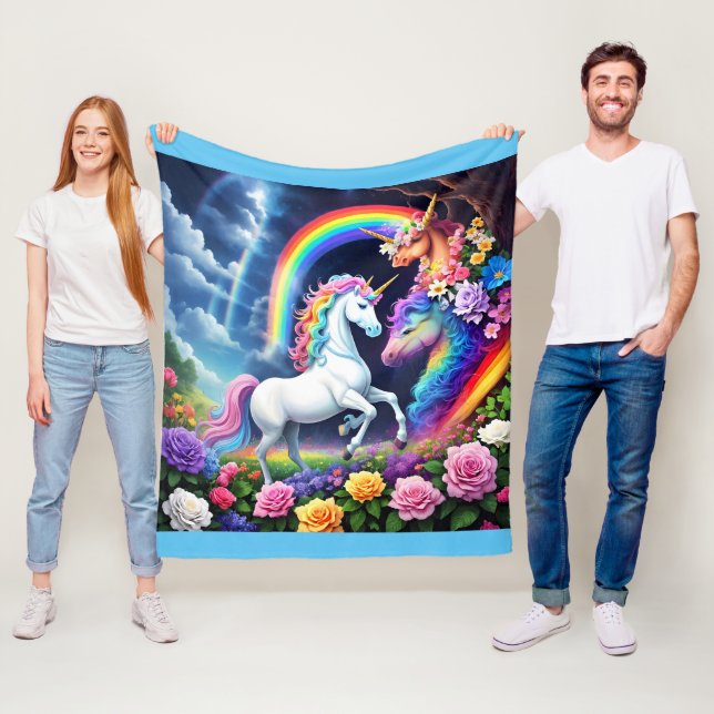 Rainbow Unicorn One Fleece Blanket (In Situ)