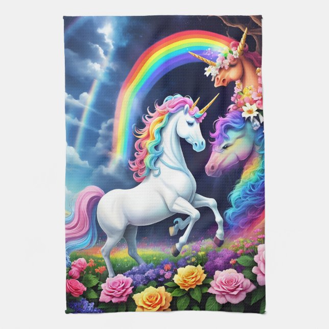 Rainbow Unicorn One Kitchen Towel (Vertical)