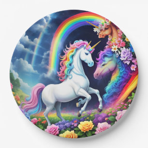 Rainbow Unicorn One Paper Plate