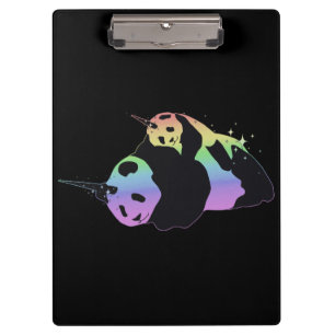 Rainbow Unicorn Pandas Magic Sparkle Cuddle Clipboard