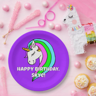 Rainbow Unicorn Paper Plate