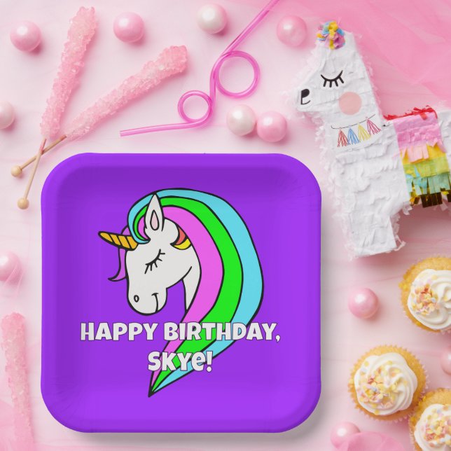 Rainbow Unicorn Paper Plate (Party)