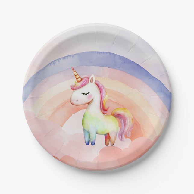 Rainbow Unicorn Paper Plate (Front)