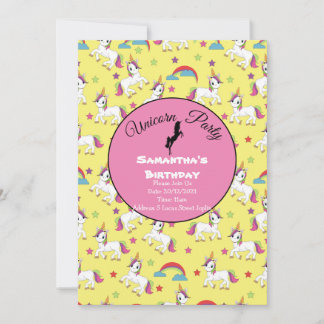 Rainbow Unicorn Party birthday Invitation
