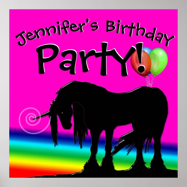 Rainbow Unicorn Party Poster (Front)