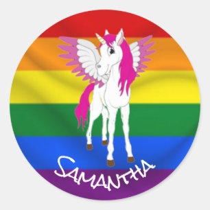 Rainbow Unicorn Party Theme Classic Round Sticker
