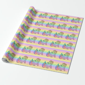 Rainbow Unicorn Pastel Striped Wrapping Paper
