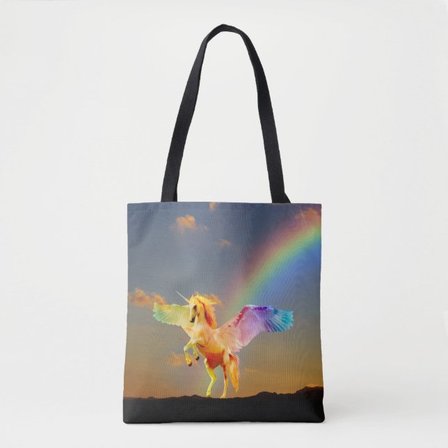 Rainbow unicorn pegasus tote bag (Front)