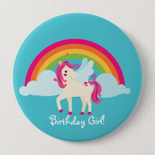Rainbow Unicorn Personalized Birthday Button