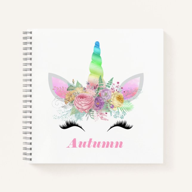 Rainbow Unicorn Personalized Custom Notebook (Front)