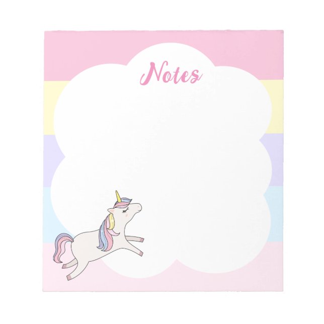 Rainbow Unicorn Personalized Notepad (Front)