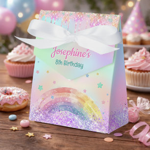 Rainbow Unicorn pink aqua birthday tent Favor Box