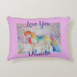 Rainbow Unicorn Pink Girls Nursery Love Cushion