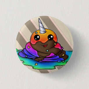 Rainbow Unicorn Poop 1 Inch Round Button