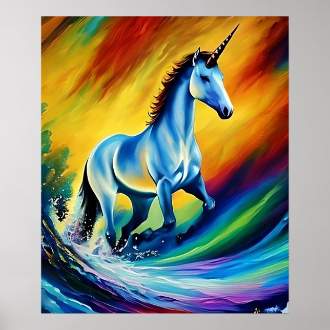 Rainbow Unicorn Printable Wall Art - High Quality  (Front)