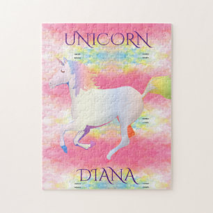 Rainbow unicorn puzzle. Personalized name. Jigsaw Puzzle