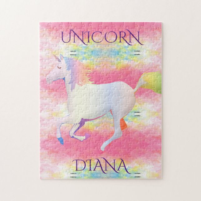 Rainbow unicorn puzzle.  Personalized name. Jigsaw Puzzle (Vertical)