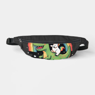 Rainbow Unicorn Riding T rex - Dinosaur Boys Girls Fanny Pack