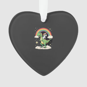 Rainbow Unicorn Riding T rex - Dinosaur Boys Girls Ornament