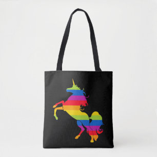 Rainbow Unicorn Stripes Colourful Tote Bag