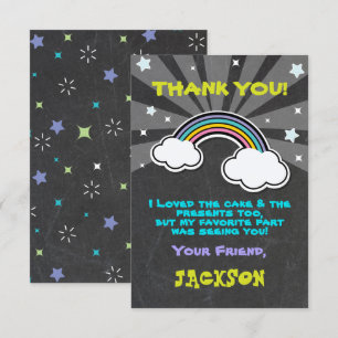 Rainbow Unicorn thank you note card