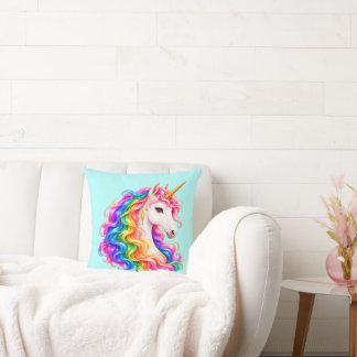 Rainbow Unicorn Throw Pillow