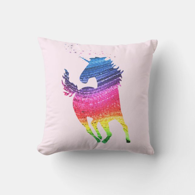 Rainbow Unicorn Throw Pillow (Front)